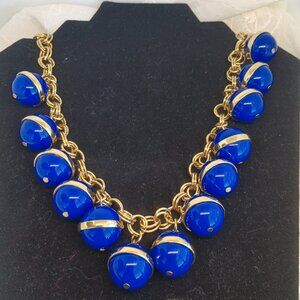 J.Crew Necklace Blue Gold Jumbo Large Bead Ball Orb Bauble Statement NWT